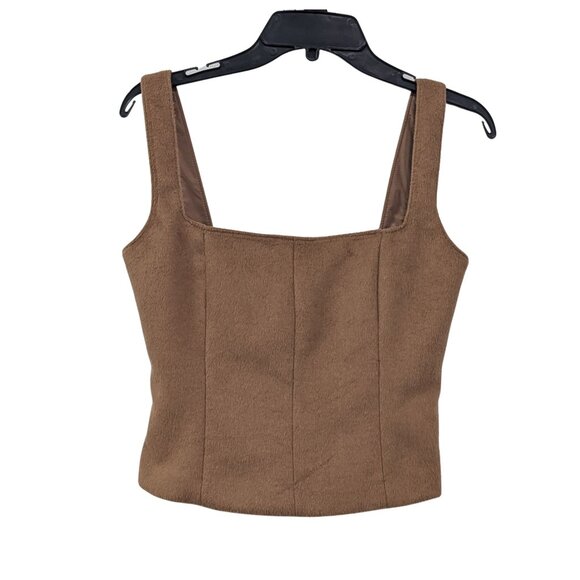 ZARA Camel Brown Faux Suede Sleeveless Top – Size S – NWOT - Picture 3 of 5